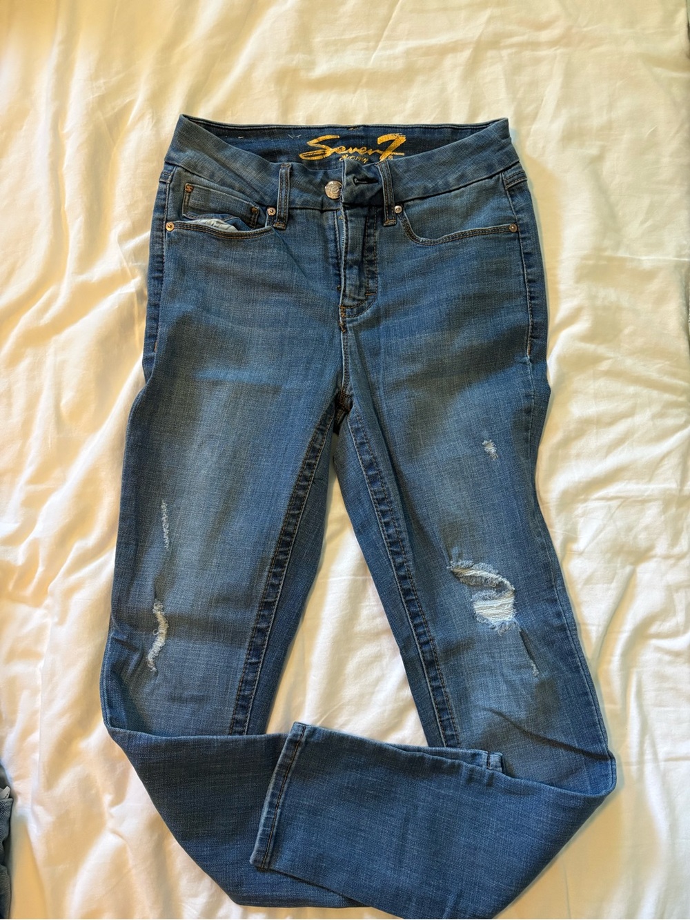 Seven7 Women's Distressed Tummyless High Rise Skinny